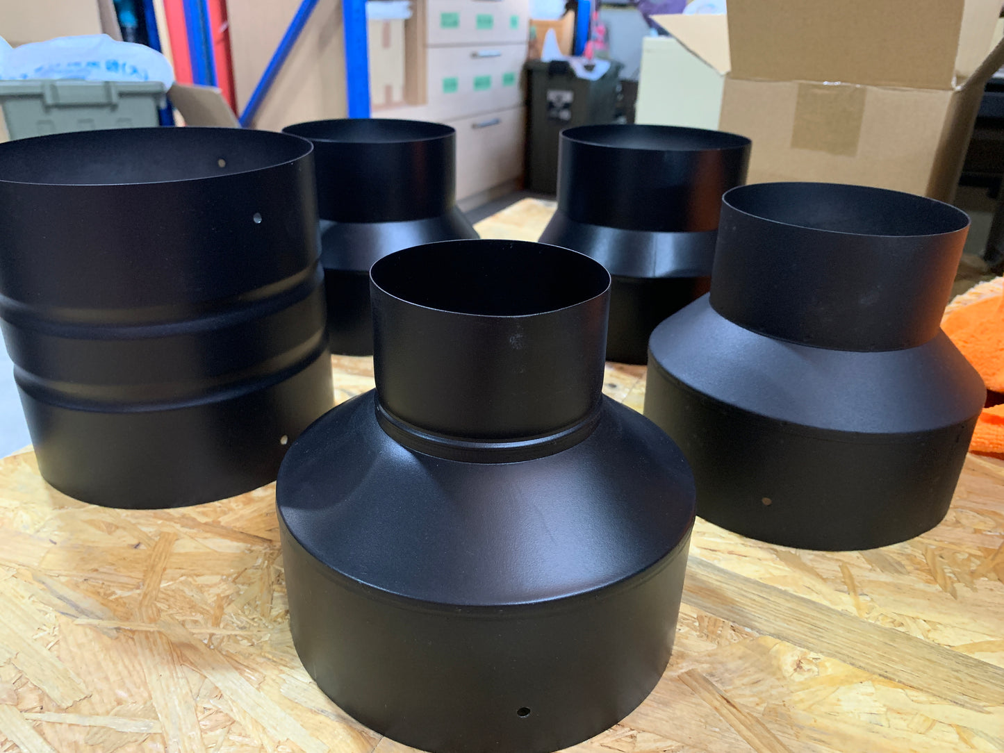 ○異径アダプター 一重煙突 127-127、127-122、127-118、127-112、127-108、127-102、150-127(サイズダウン用)