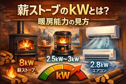 薪ストーブのkWとは？暖房能力の見方｜石油ストーブ・エアコン比較