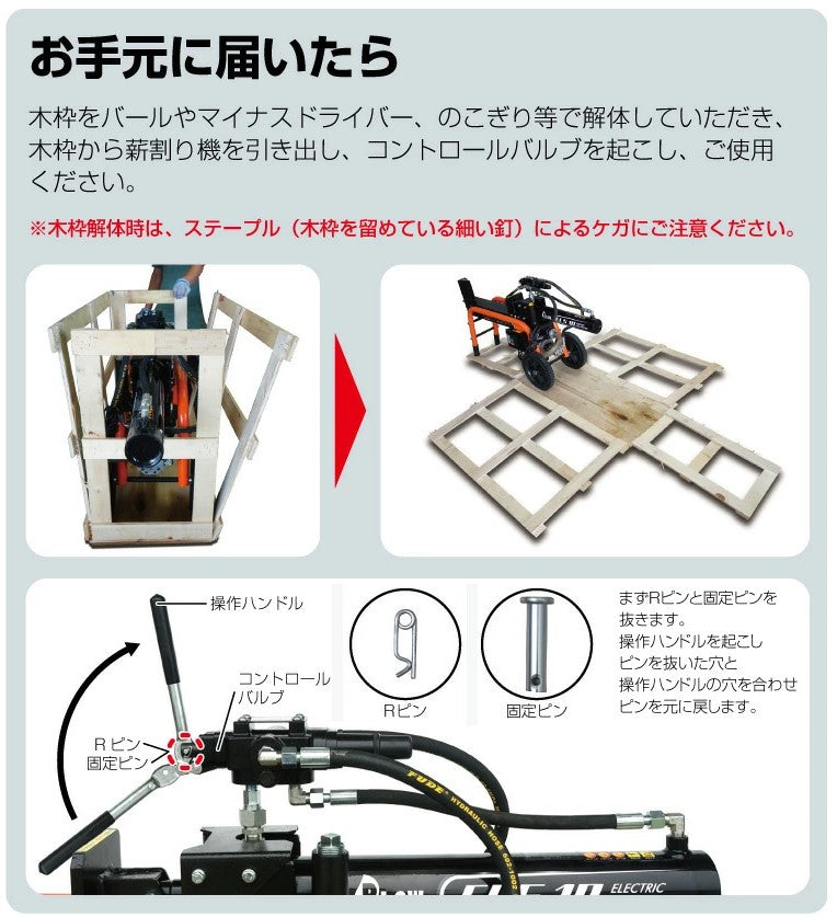 PLOW製10トン 電動式小型薪割り機 ELS10  ELS10　送料込み