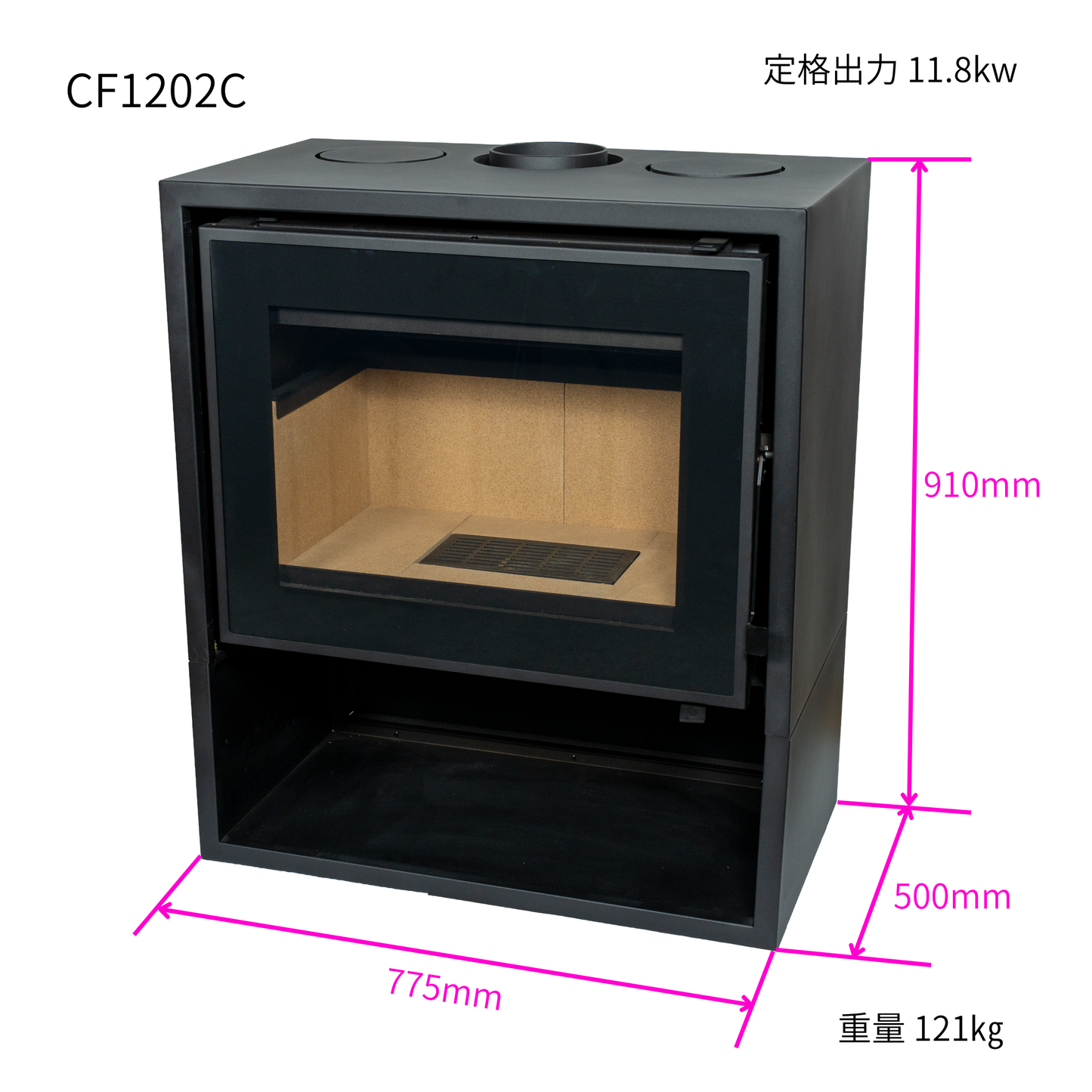 # CF1202C　鋼板製 薪ストーブ　クッキングプレート付