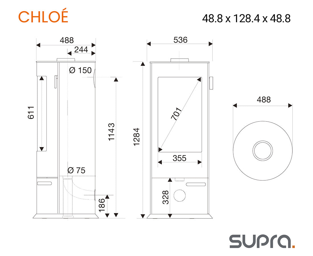 フランスSUPRA社製　CHLOE（クロエ）鋼板製薪ストーブ