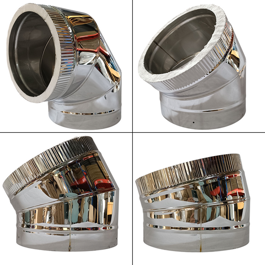 ■”二重煙突　Ｌ管（エル管）90度 45度 30度 15度　内径250ミリ・外径300ミリ 未塗装品