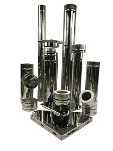 Double chimney 80 mm inner diameter adjuster tube (slide chimney) unpainted stainless steel