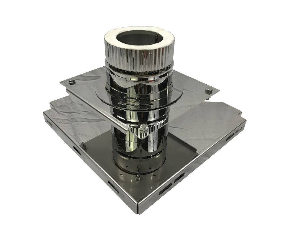 Double chimney inner diameter 80 mm, outer diameter 130 mm Support base (for exterior wall mounting)